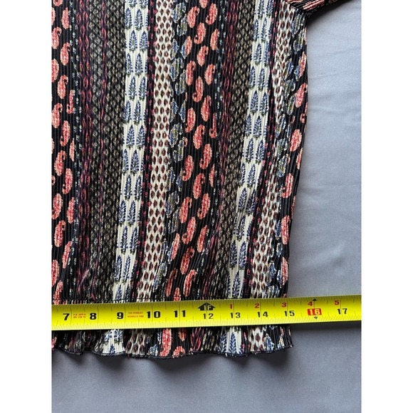 Chenault Top Women Size XL Multicolor Print Pleated Long Sleeve Pullover Stretch - Picture 9 of 14